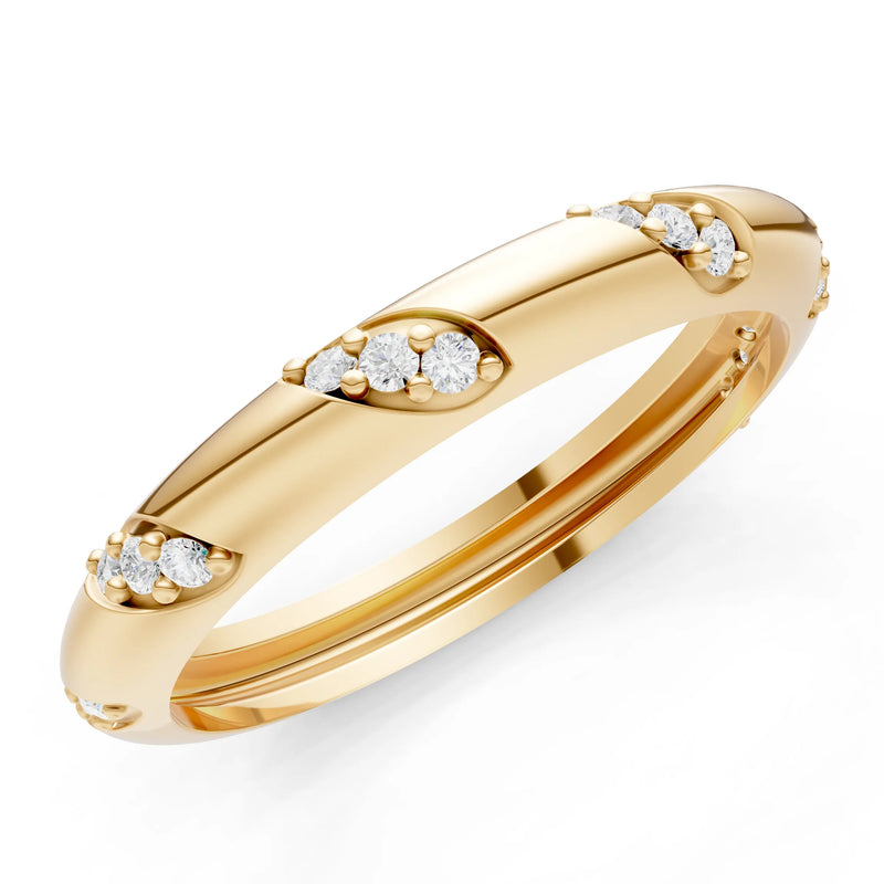 Twisted Gold Band Ring with Diagonally Set Round-Cut Lab-Grown Diamonds