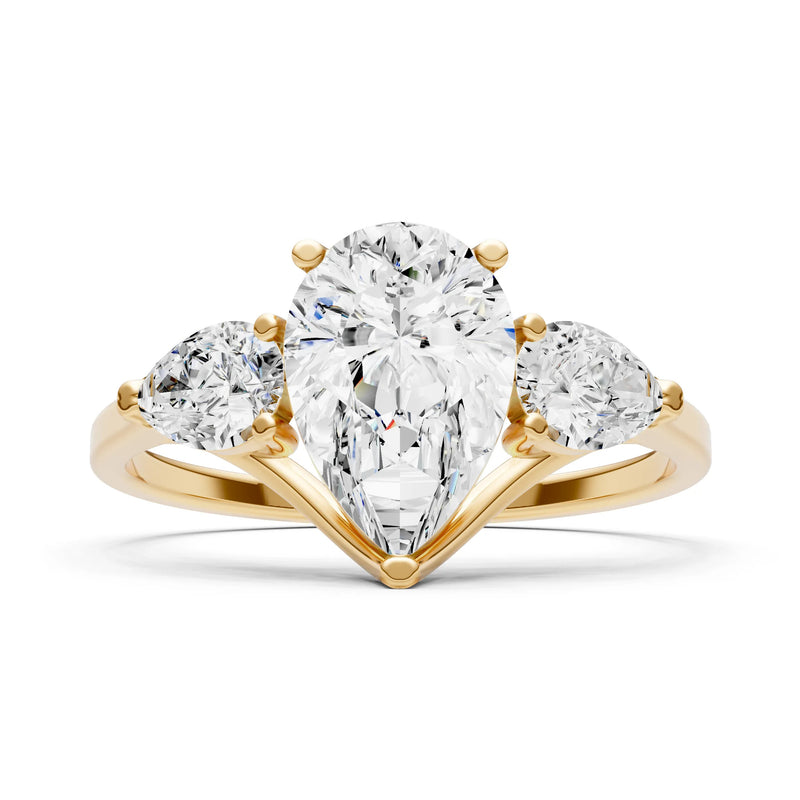 Diamond Three Pear Cut Stone Ring