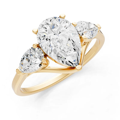 Diamond Three Pear Cut Stone Ring