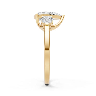 Diamond Three Pear Cut Stone Ring