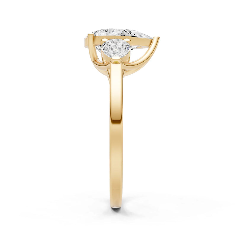 Diamond Three Pear Cut Stone Ring