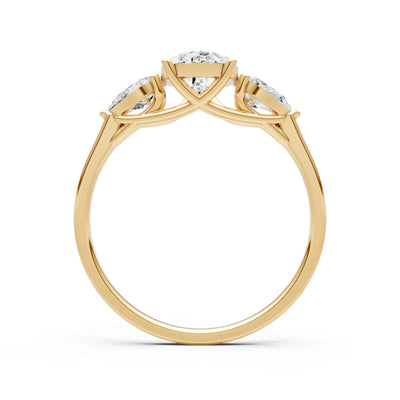 Diamond Three Pear Cut Stone Ring
