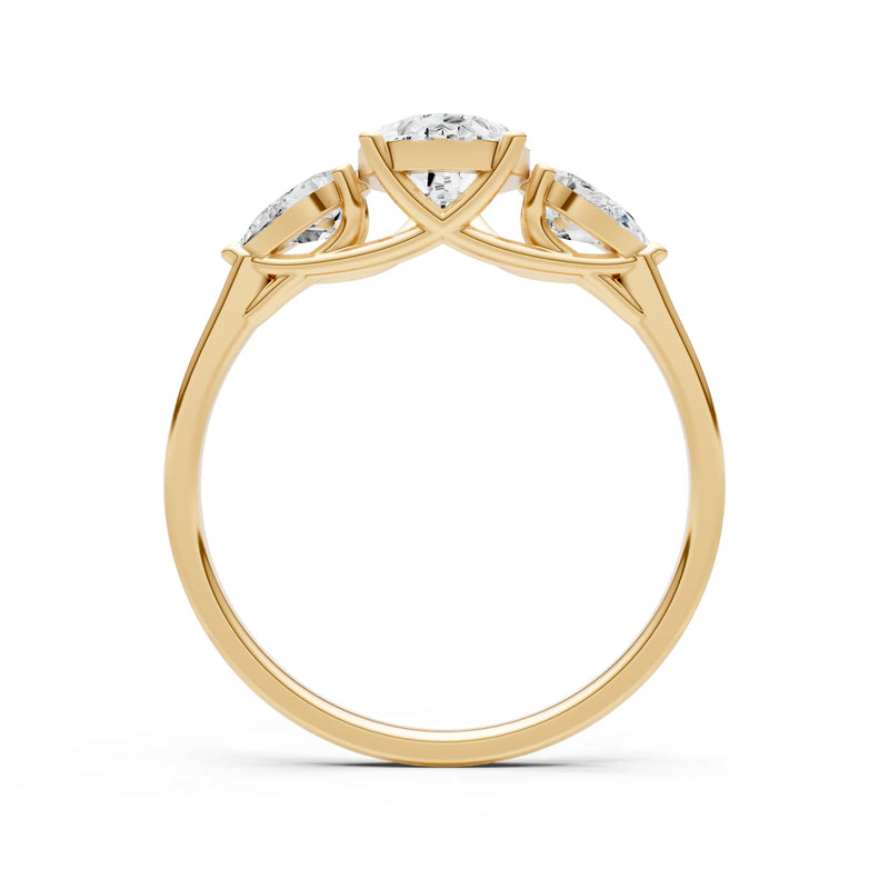 Diamond Three Pear Cut Stone Ring