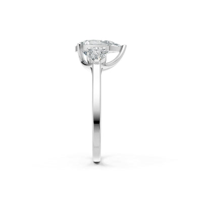 Diamond Three Pear Cut Stone Ring