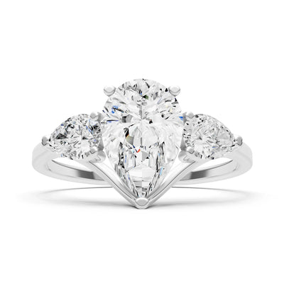 Diamond Three Pear Cut Stone Ring