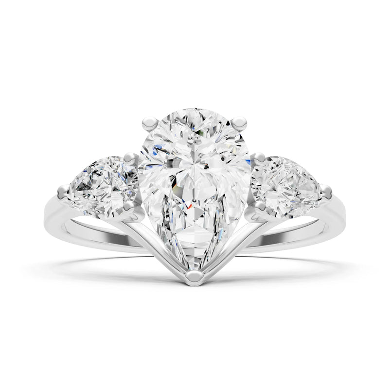 Diamond Three Pear Cut Stone Ring