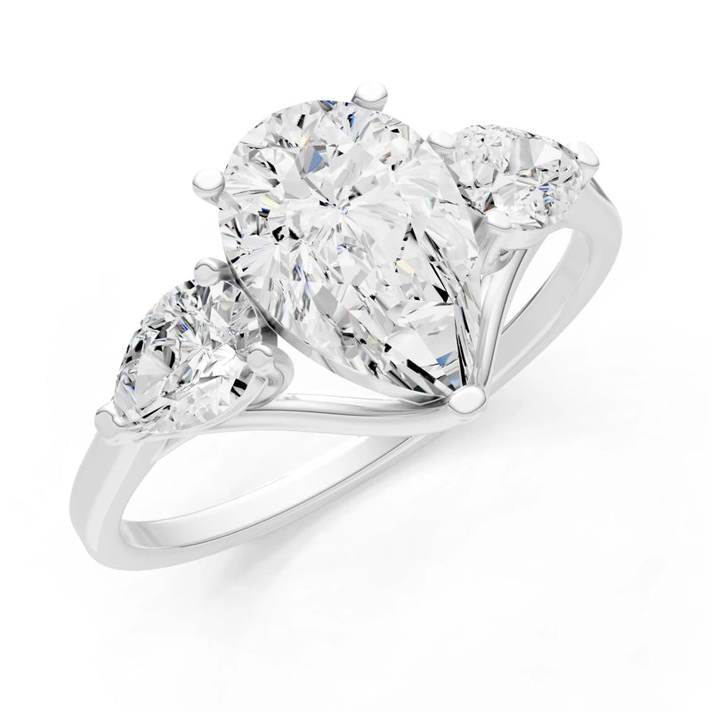 Diamond Three Pear Cut Stone Ring