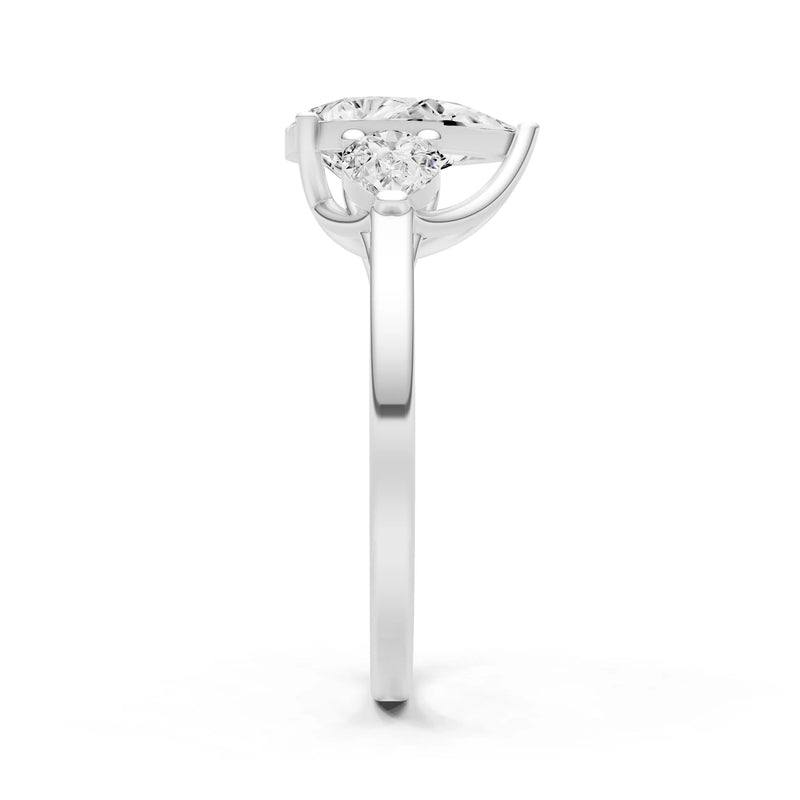 Diamond Three Pear Cut Stone Ring