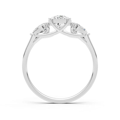 Diamond Three Pear Cut Stone Ring
