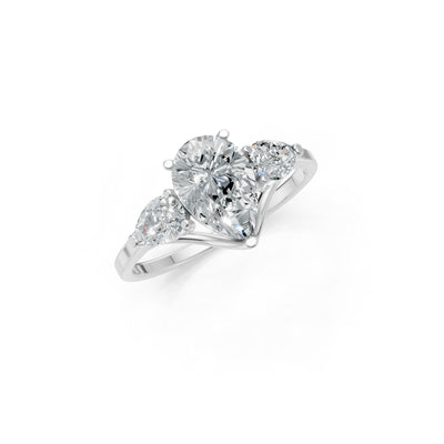 Diamond Three Pear Cut Stone Ring