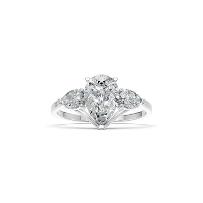Diamond Three Pear Cut Stone Ring