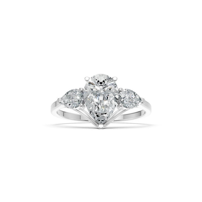 Diamond Three Pear Cut Stone Ring
