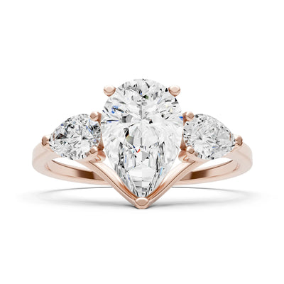 Diamond Three Pear Cut Stone Ring