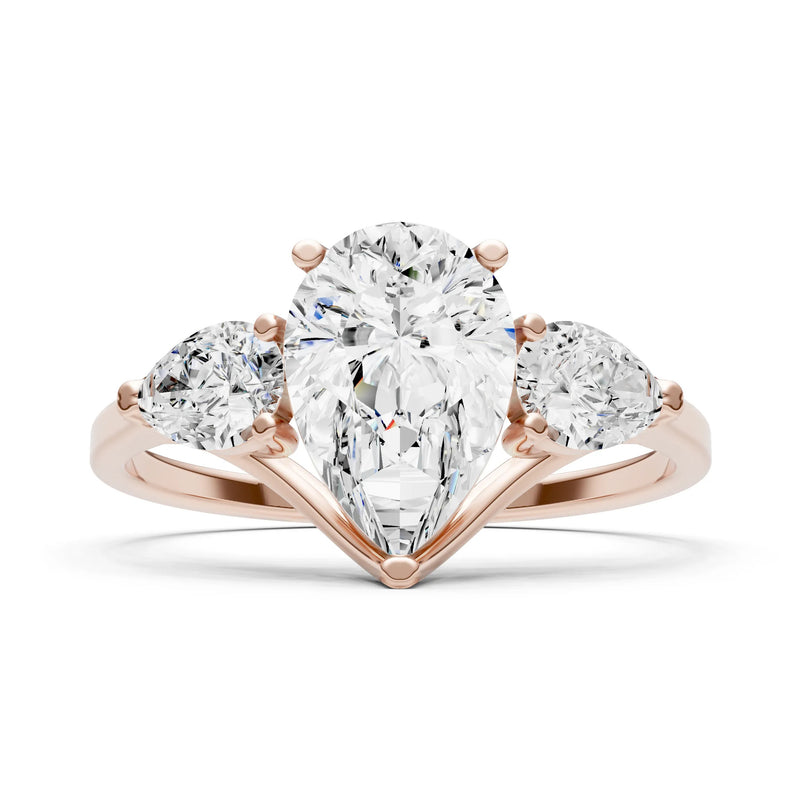 Diamond Three Pear Cut Stone Ring