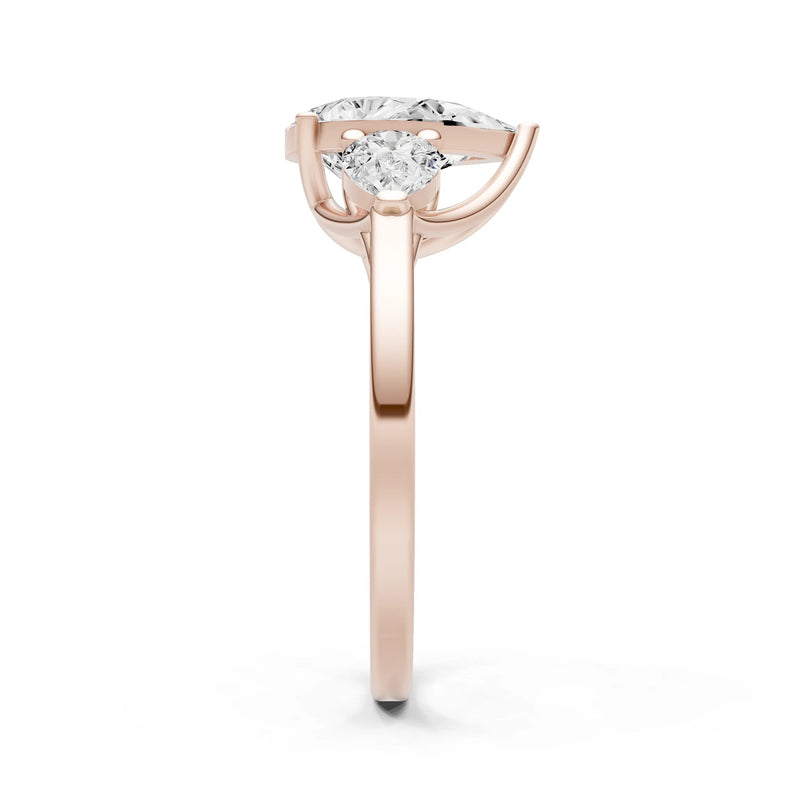 Diamond Three Pear Cut Stone Ring