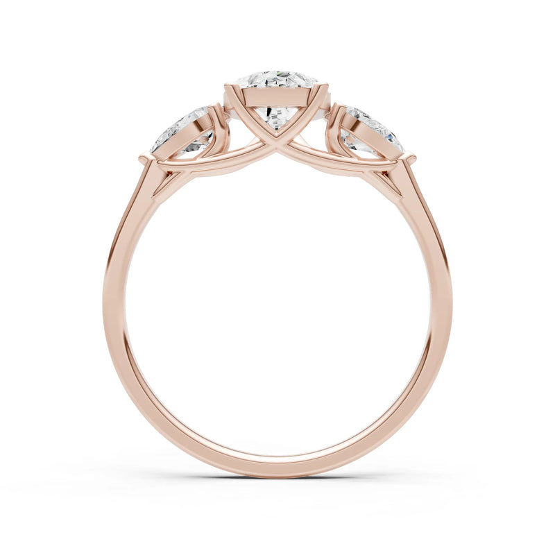Diamond Three Pear Cut Stone Ring