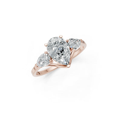 Diamond Three Pear Cut Stone Ring
