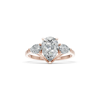 Diamond Three Pear Cut Stone Ring