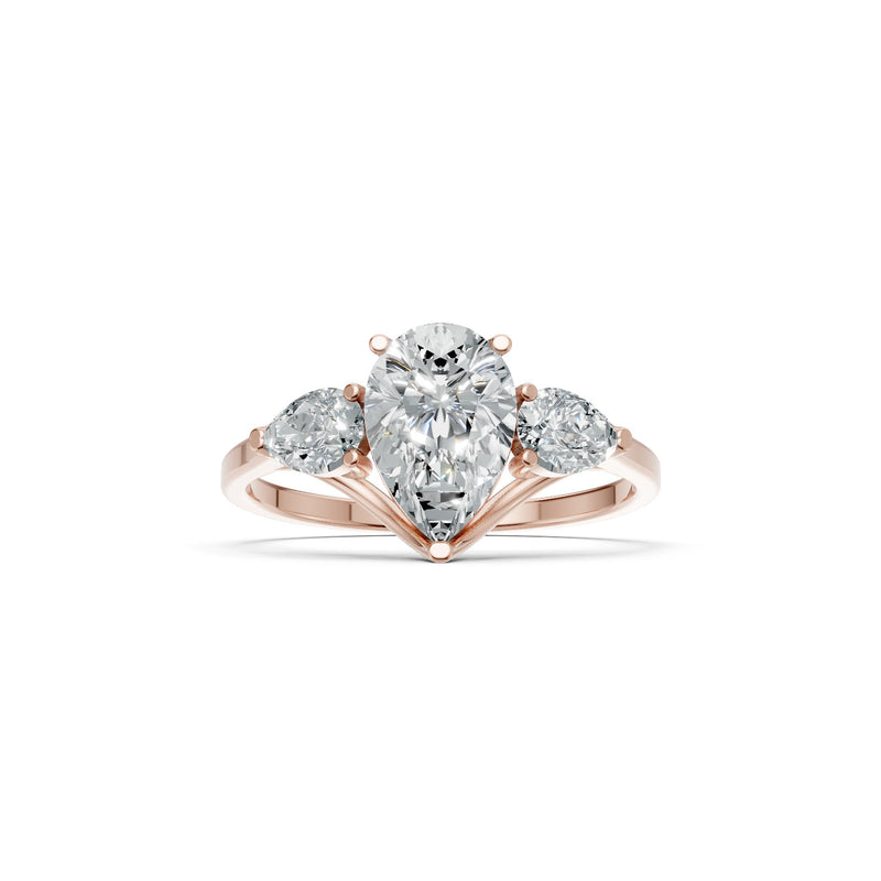Diamond Three Pear Cut Stone Ring