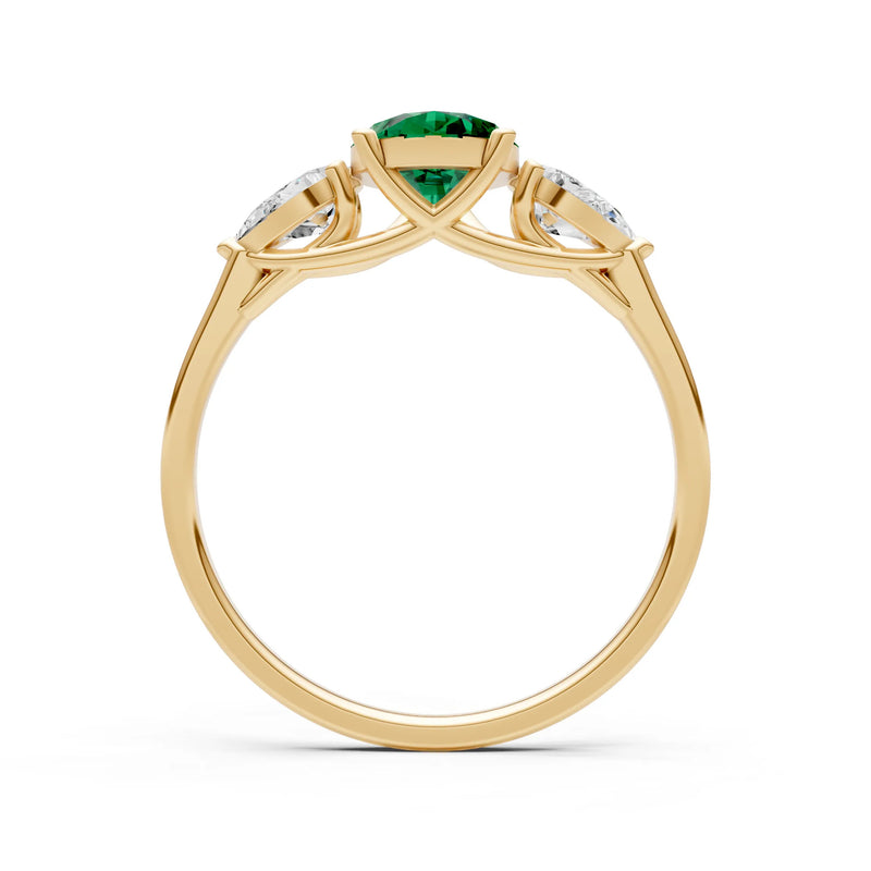 Emerald Three Pear Cut Stone Ring
