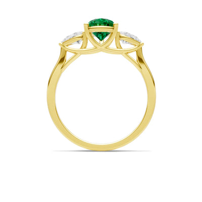 Emerald Three Pear Cut Stone Ring