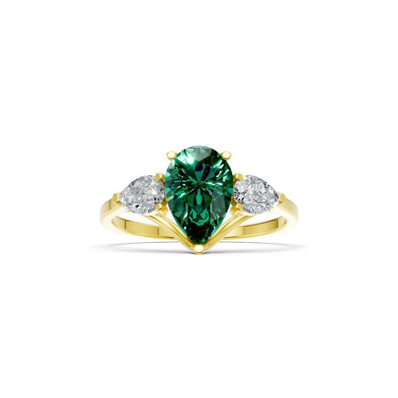 3 Pear Shape Gemstone with Lab-grown Diamond Pear Shape Ring