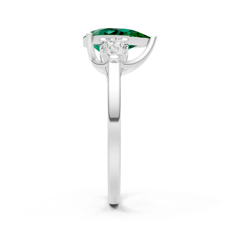 Emerald Three Pear Cut Stone Ring
