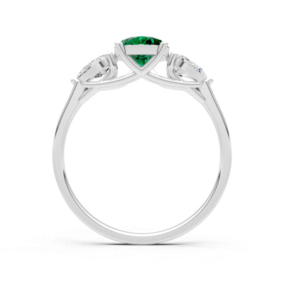 Emerald Three Pear Cut Stone Ring