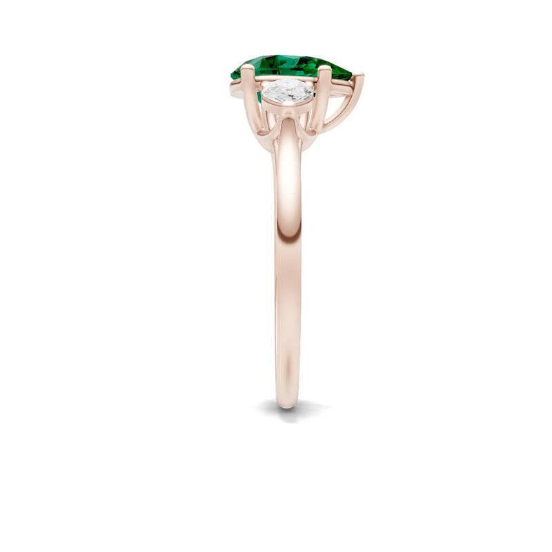 Emerald Three Pear Cut Stone Ring