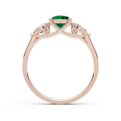 Emerald Three Pear Cut Stone Ring