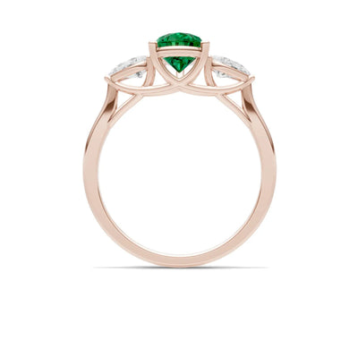 Emerald Three Pear Cut Stone Ring