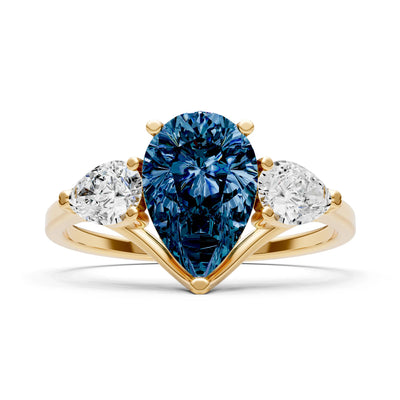 Alexandrite Three Pear Cut Stone Ring
