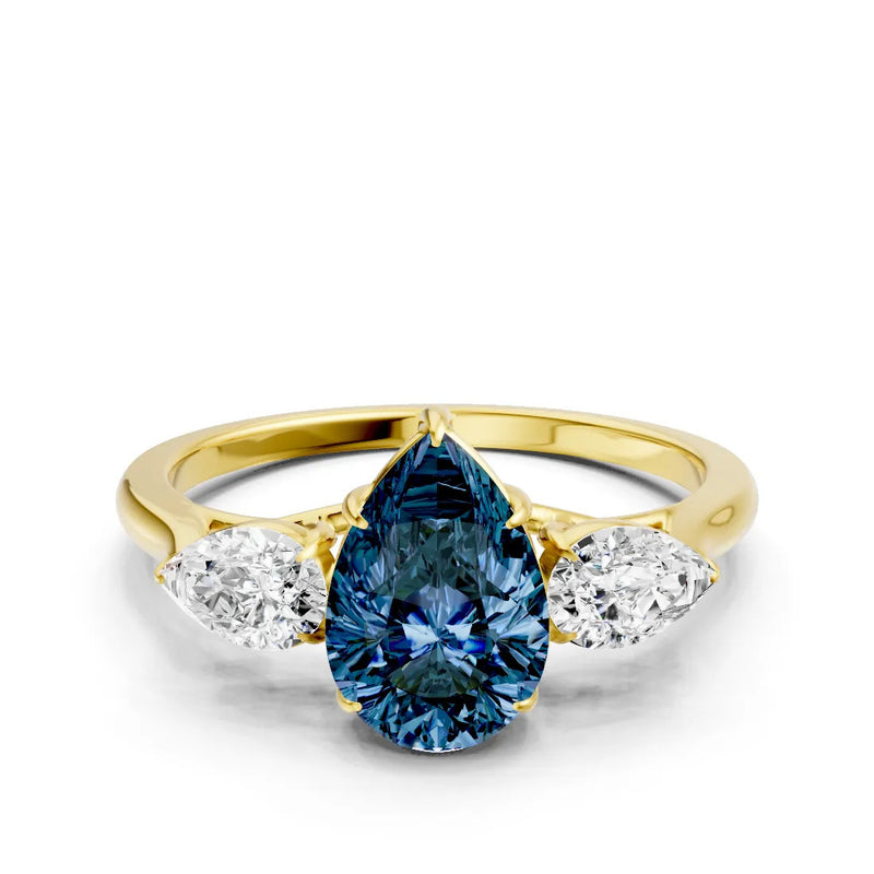 Alexandrite Three Pear Cut Stone Ring