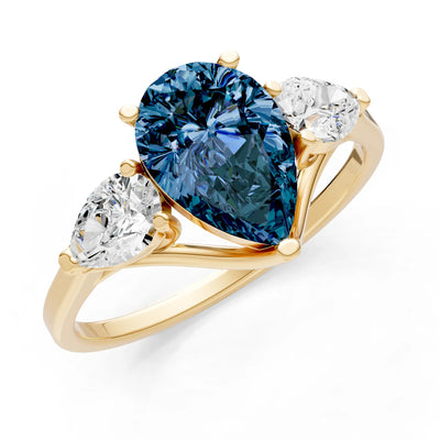 Alexandrite Three Pear Cut Stone Ring