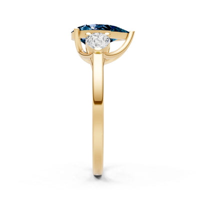 Alexandrite Three Pear Cut Stone Ring