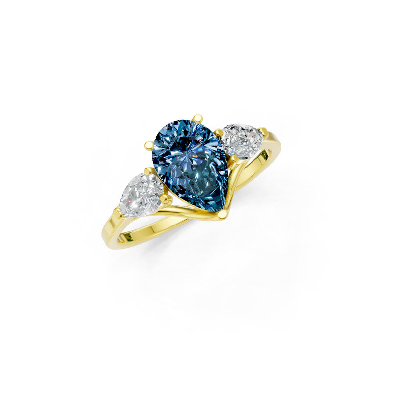 Alexandrite Three Pear Cut Stone Ring