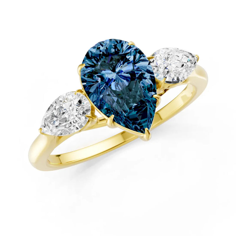 Alexandrite Three Pear Cut Stone Ring