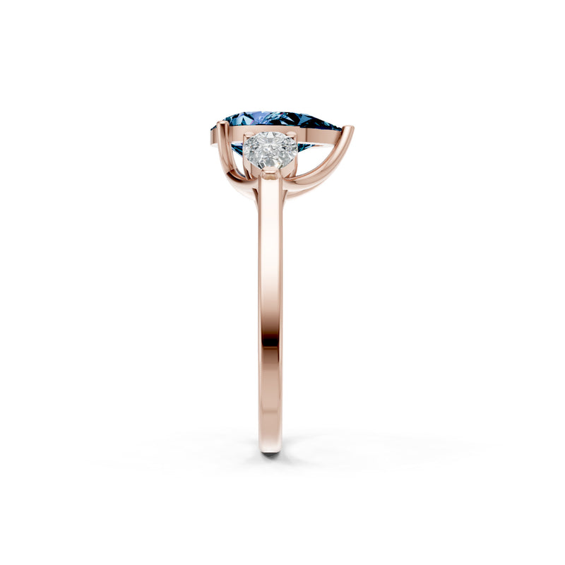 Alexandrite Three Pear Cut Stone Ring