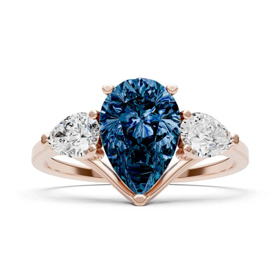 Alexandrite Three Pear Cut Stone Ring
