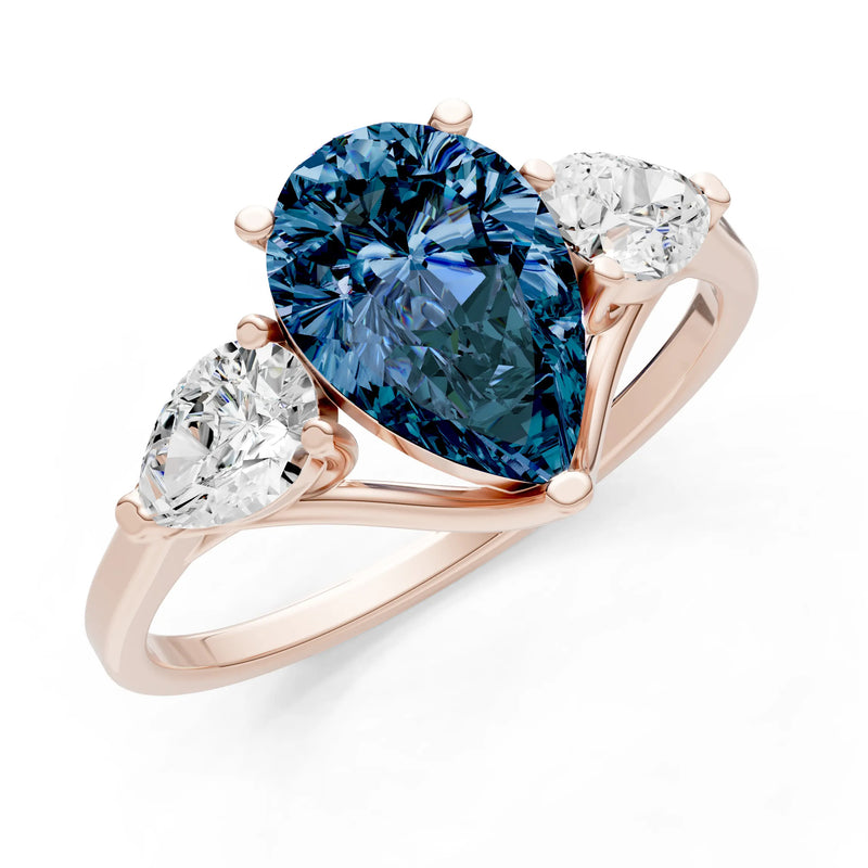 Alexandrite Three Pear Cut Stone Ring