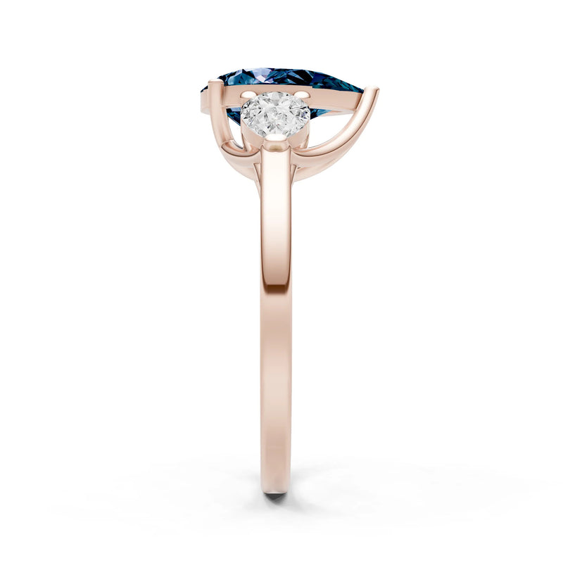 Alexandrite Three Pear Cut Stone Ring