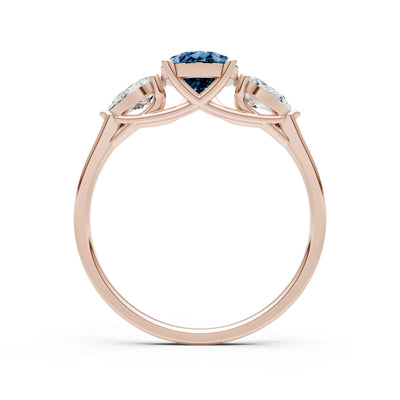 Alexandrite Three Pear Cut Stone Ring