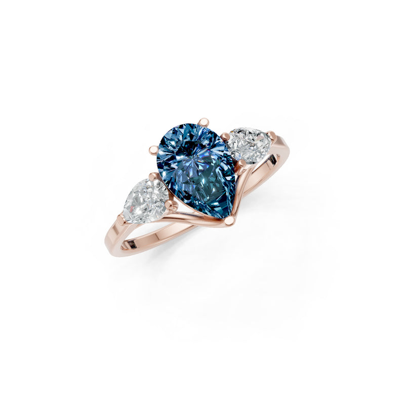 Alexandrite Three Pear Cut Stone Ring