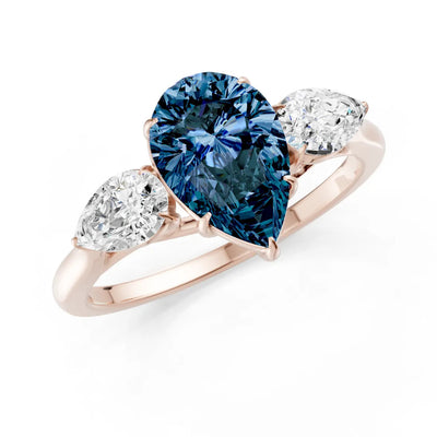 Alexandrite Three Pear Cut Stone Ring