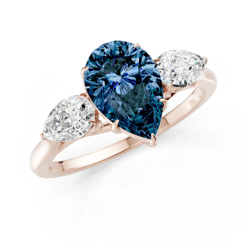 Alexandrite Three Pear Cut Stone Ring