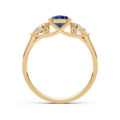 Blue Sapphire Three Pear Cut Stone Ring