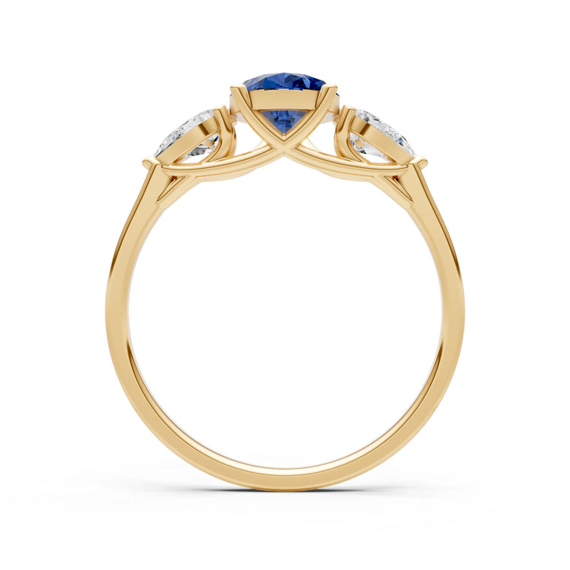 Blue Sapphire Three Pear Cut Stone Ring
