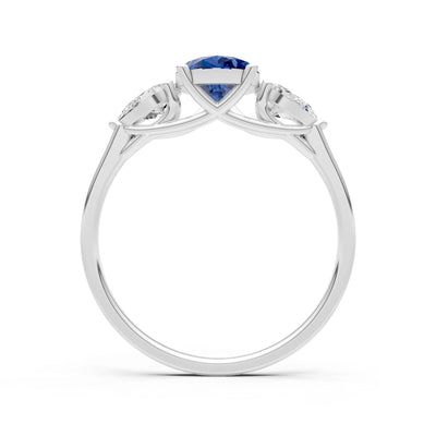 Blue Sapphire Three Pear Cut Stone Ring