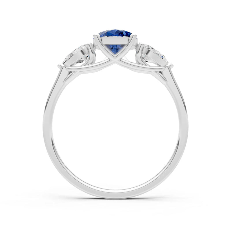 Blue Sapphire Three Pear Cut Stone Ring