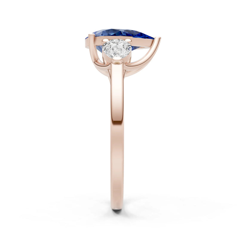 Blue Sapphire Three Pear Cut Stone Ring